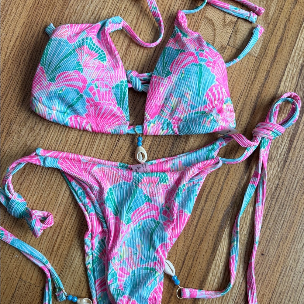 Colorful Shell Print Bikini Set Womens XS - Picture 2 of 7